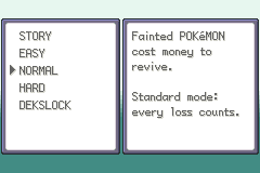 Difficulty selection in the game, with Normal selected